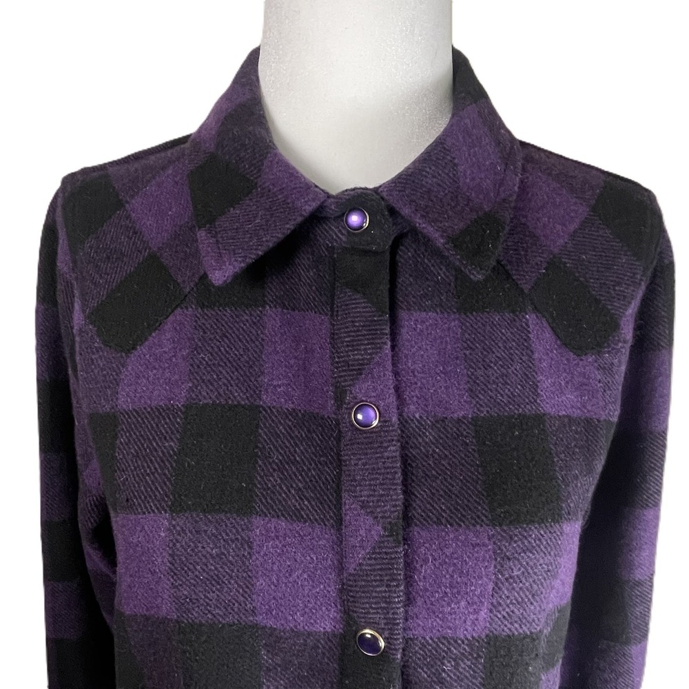 Tuckernuck Purple Black Plaid Flannel Pearl Snap Shirt Jacket Small Button Down - Picture 3 of 14